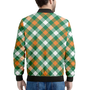 St. Patrick's Day Plaid Pattern Print Men's Bomber Jacket
