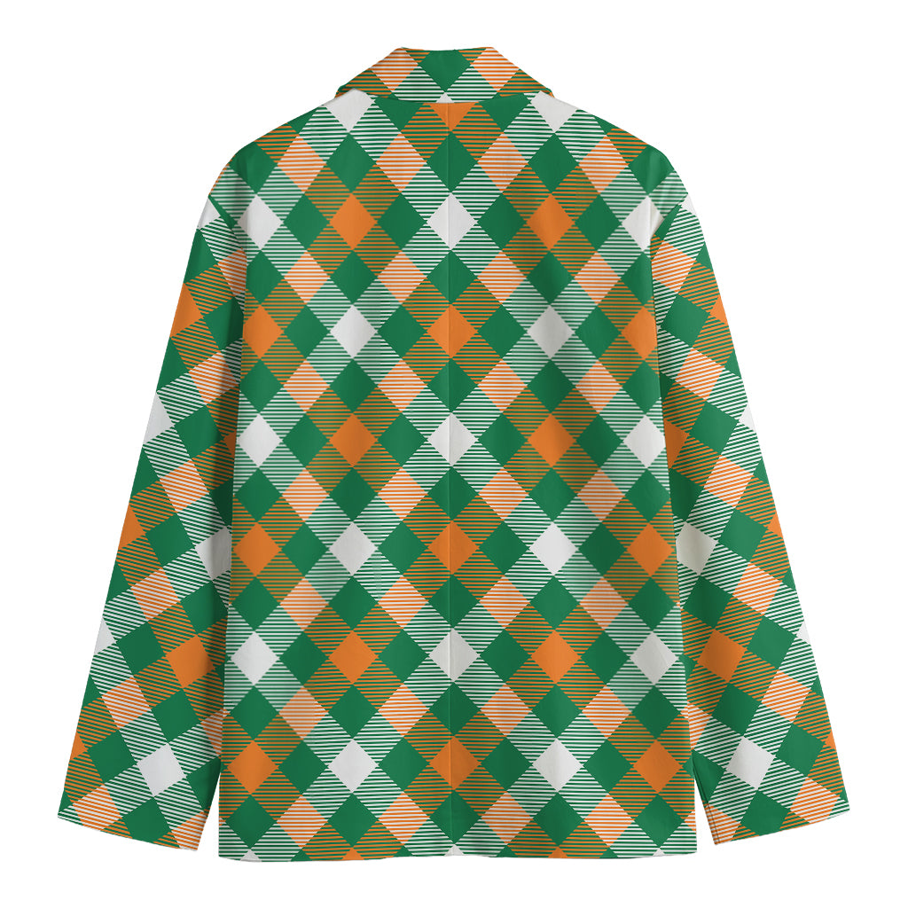 St. Patrick's Day Plaid Pattern Print Men's Cotton Blazer