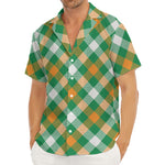 St. Patrick's Day Plaid Pattern Print Men's Deep V-Neck Shirt
