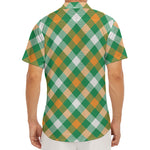 St. Patrick's Day Plaid Pattern Print Men's Deep V-Neck Shirt