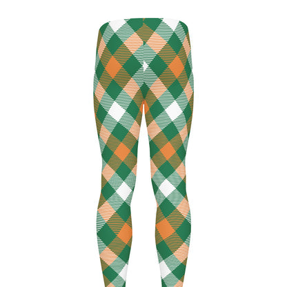 St. Patrick's Day Plaid Pattern Print Men's leggings