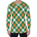 St. Patrick's Day Plaid Pattern Print Men's Long Sleeve T-Shirt