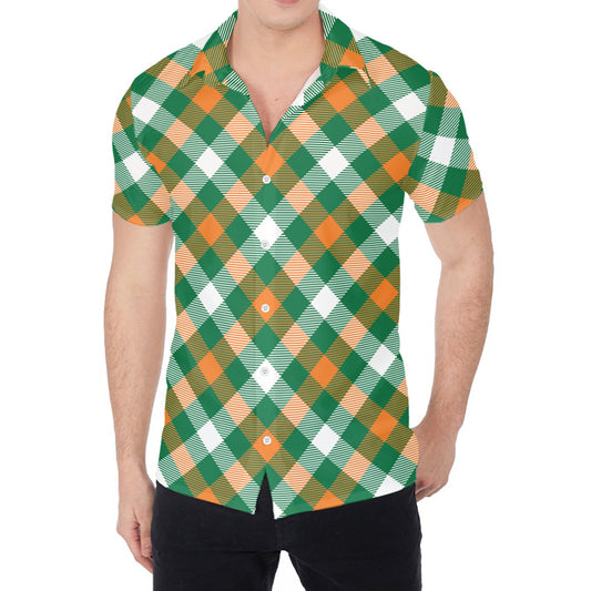 St. Patrick's Day Plaid Pattern Print Men's Shirt