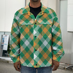 St. Patrick's Day Plaid Pattern Print Men's Shirt Jacket