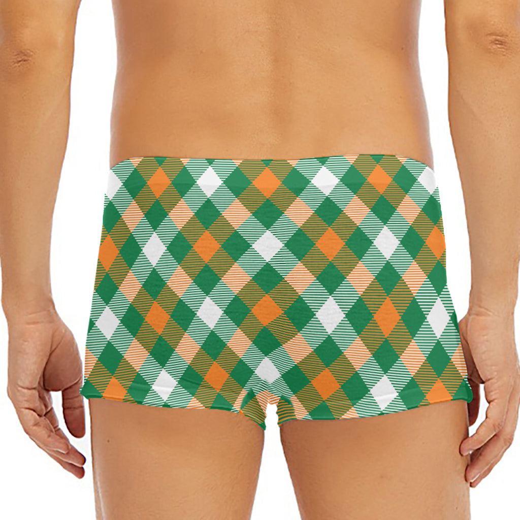 St. Patrick's Day Plaid Pattern Print Men's Short Boxer Briefs