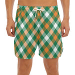 St. Patrick's Day Plaid Pattern Print Men's Split Running Shorts