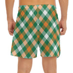 St. Patrick's Day Plaid Pattern Print Men's Split Running Shorts