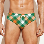 St. Patrick's Day Plaid Pattern Print Men's Swim Briefs