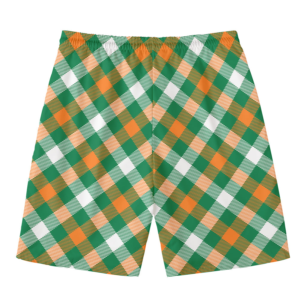 St. Patrick's Day Plaid Pattern Print Men's Swim Trunks