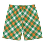 St. Patrick's Day Plaid Pattern Print Men's Swim Trunks