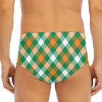 St. Patrick's Day Plaid Pattern Print Men's Triangle Swim Briefs