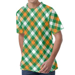 St. Patrick's Day Plaid Pattern Print Men's Velvet T-Shirt