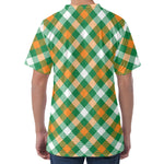 St. Patrick's Day Plaid Pattern Print Men's Velvet T-Shirt