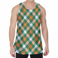 St. Patrick's Day Plaid Pattern Print Men's Velvet Tank Top