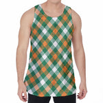 St. Patrick's Day Plaid Pattern Print Men's Velvet Tank Top