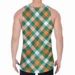 St. Patrick's Day Plaid Pattern Print Men's Velvet Tank Top