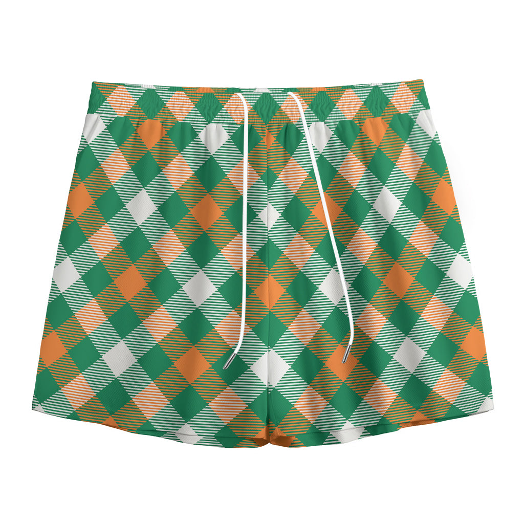 St. Patrick's Day Plaid Pattern Print Mesh Shorts