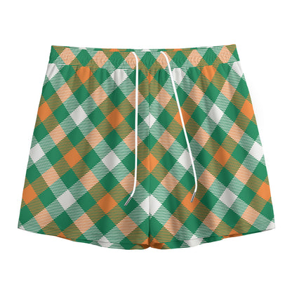 St. Patrick's Day Plaid Pattern Print Mesh Shorts