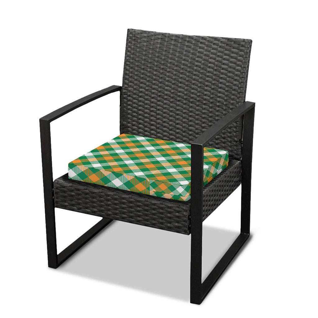 St. Patrick's Day Plaid Pattern Print Outdoor Seat Cushion Cover
