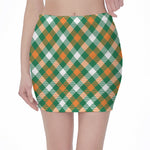 St. Patrick's Day Plaid Pattern Print Pencil Mini Skirt