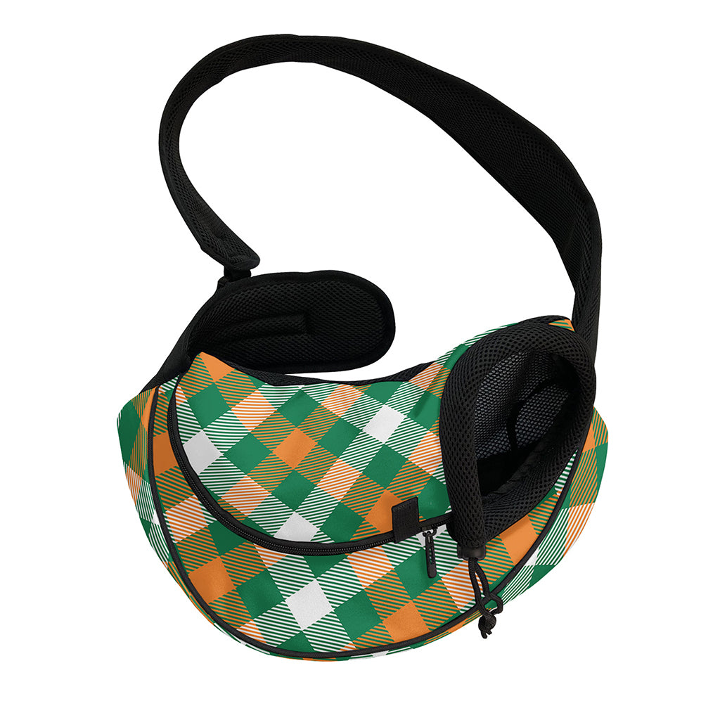 St. Patrick's Day Plaid Pattern Print Pet Sling Carrier