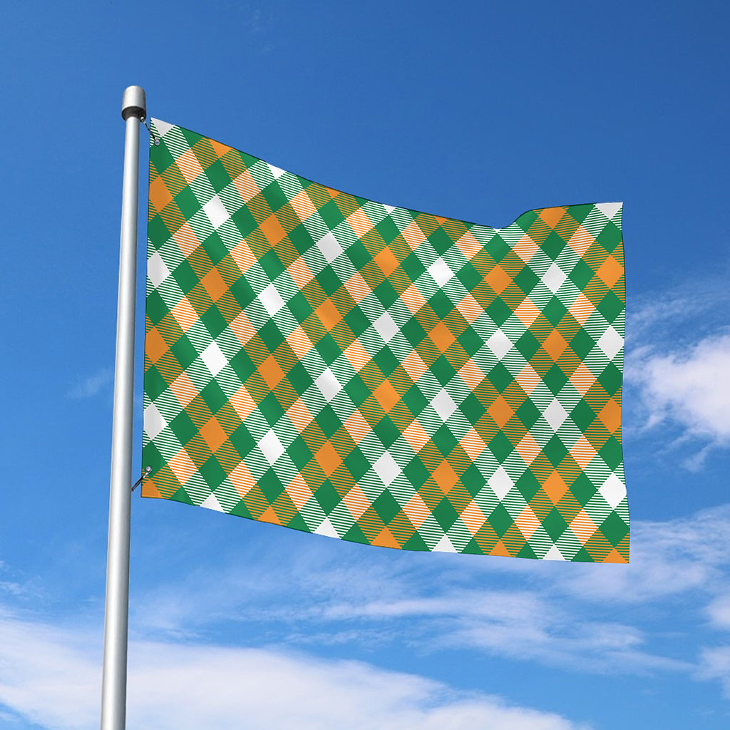 St. Patrick's Day Plaid Pattern Print Polyester Flag
