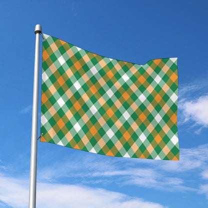 St. Patrick's Day Plaid Pattern Print Polyester Flag