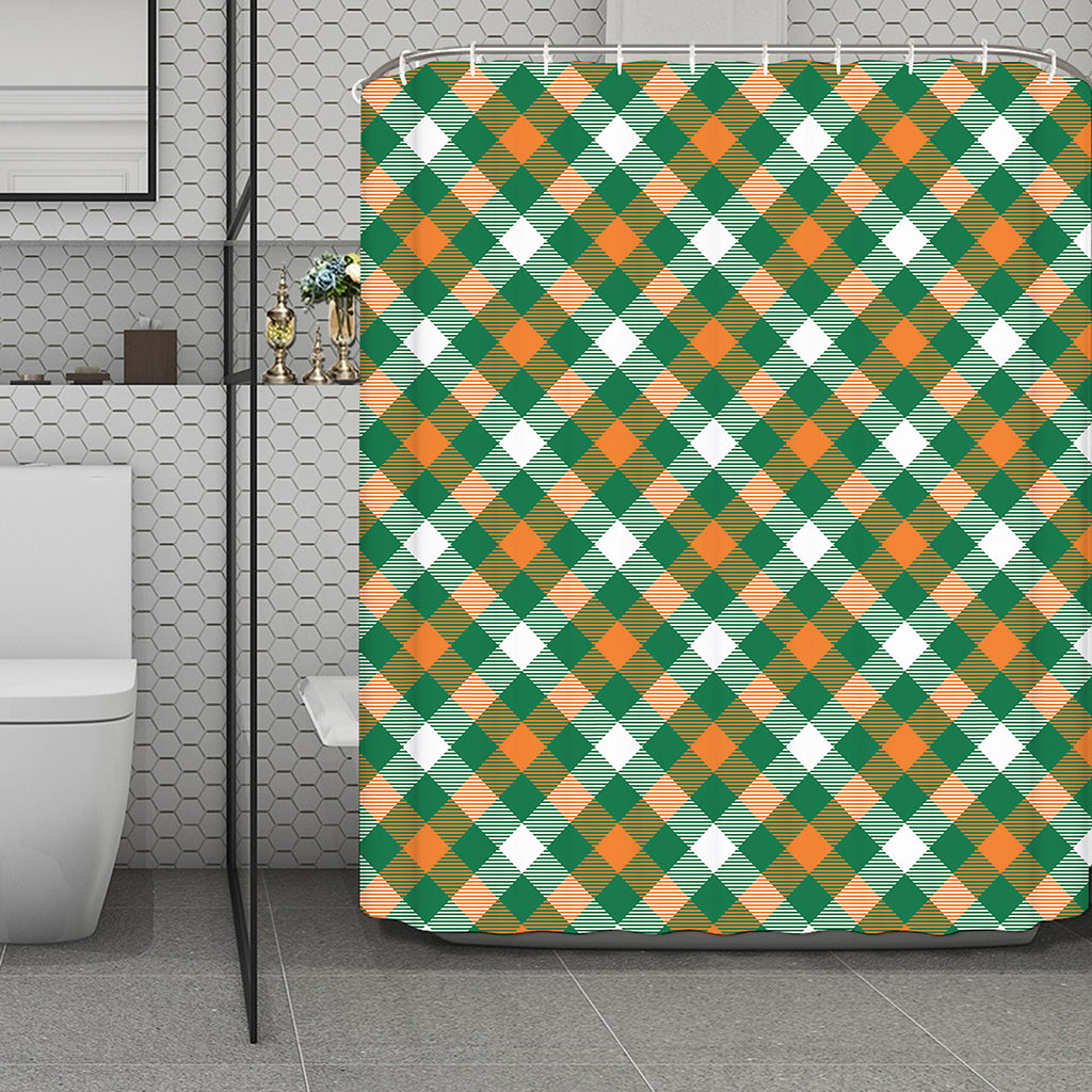 St. Patrick's Day Plaid Pattern Print Polyester Shower Curtain
