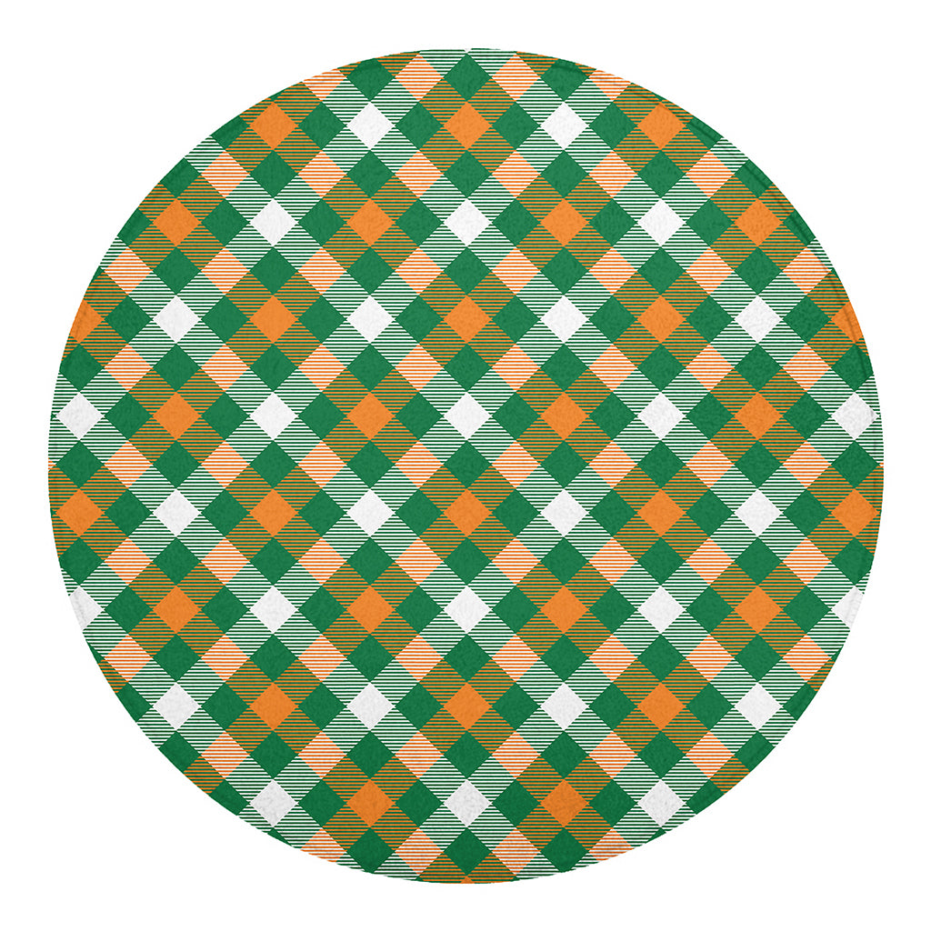 St. Patrick's Day Plaid Pattern Print Round Blanket