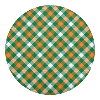 St. Patrick's Day Plaid Pattern Print Round Blanket