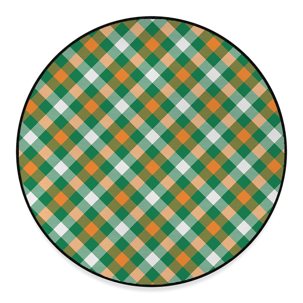 St. Patrick's Day Plaid Pattern Print Round Floor Mat