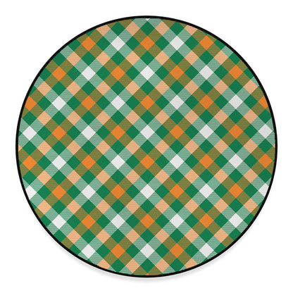 St. Patrick's Day Plaid Pattern Print Round Floor Mat