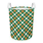 St. Patrick's Day Plaid Pattern Print Round Laundry Basket