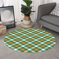 St. Patrick's Day Plaid Pattern Print Round Rug