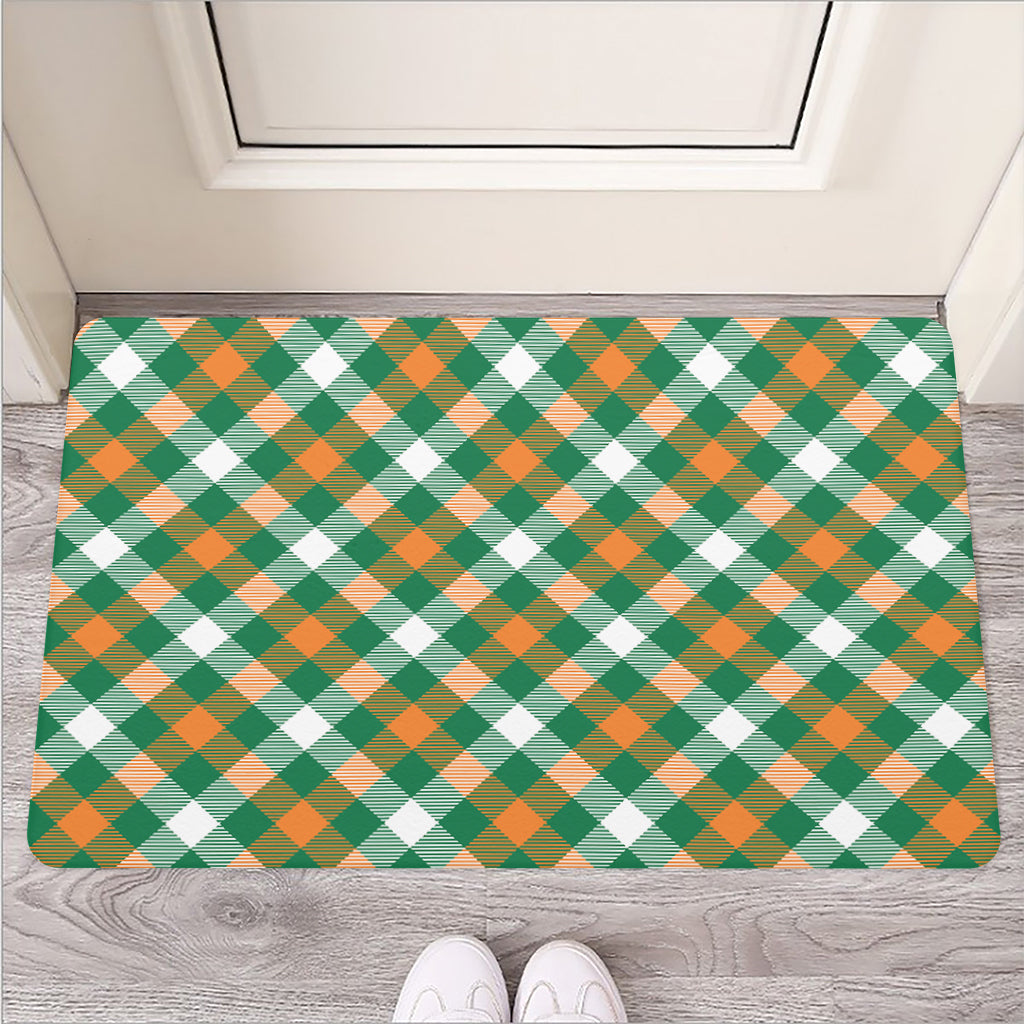 St. Patrick's Day Plaid Pattern Print Rubber Doormat