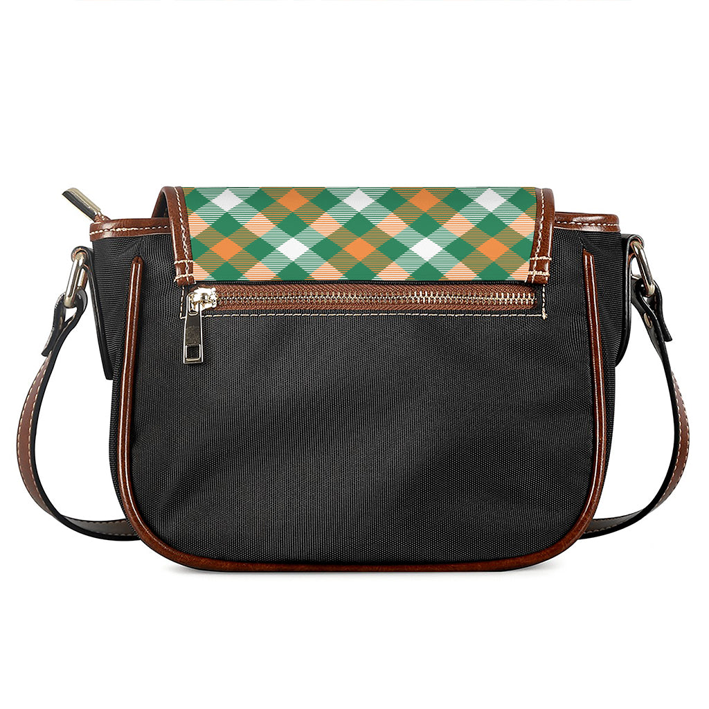 St. Patrick's Day Plaid Pattern Print Saddle Bag