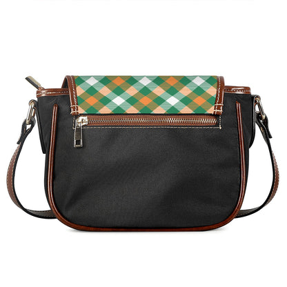 St. Patrick's Day Plaid Pattern Print Saddle Bag