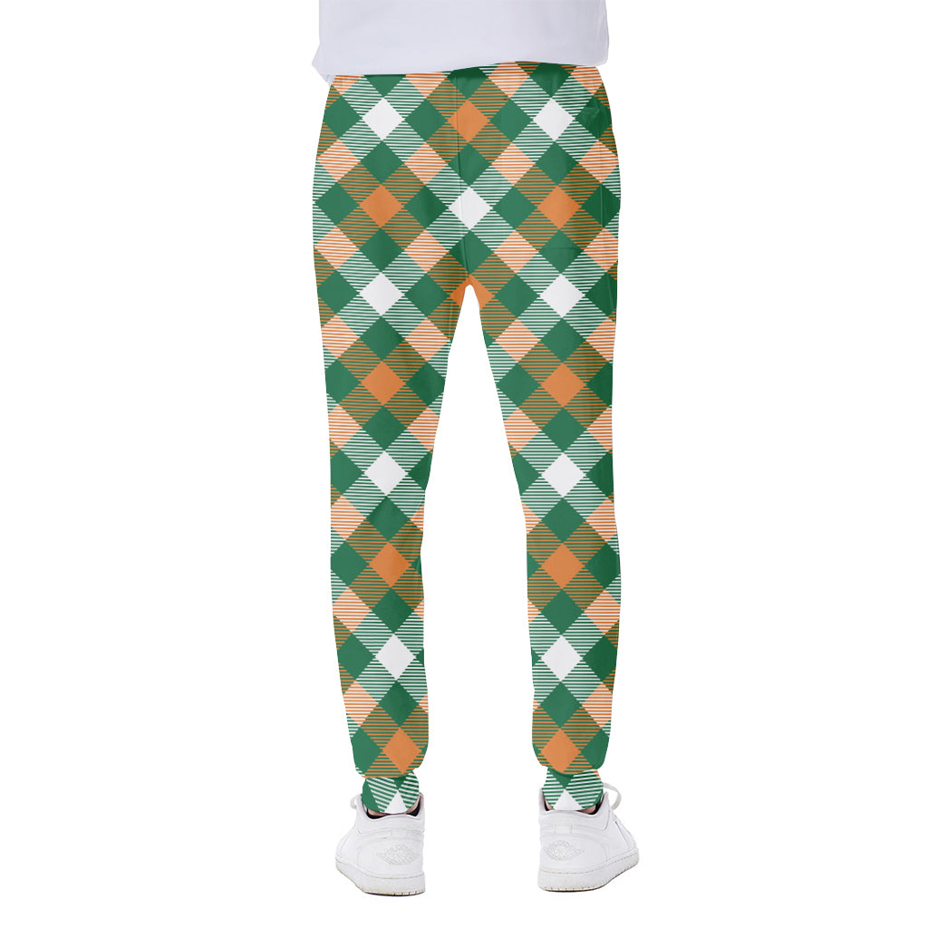 St. Patrick's Day Plaid Pattern Print Scuba Joggers