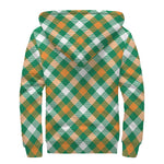 St. Patrick's Day Plaid Pattern Print Sherpa Lined Zip Up Hoodie