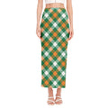 St. Patrick's Day Plaid Pattern Print Side Slit Maxi Skirt