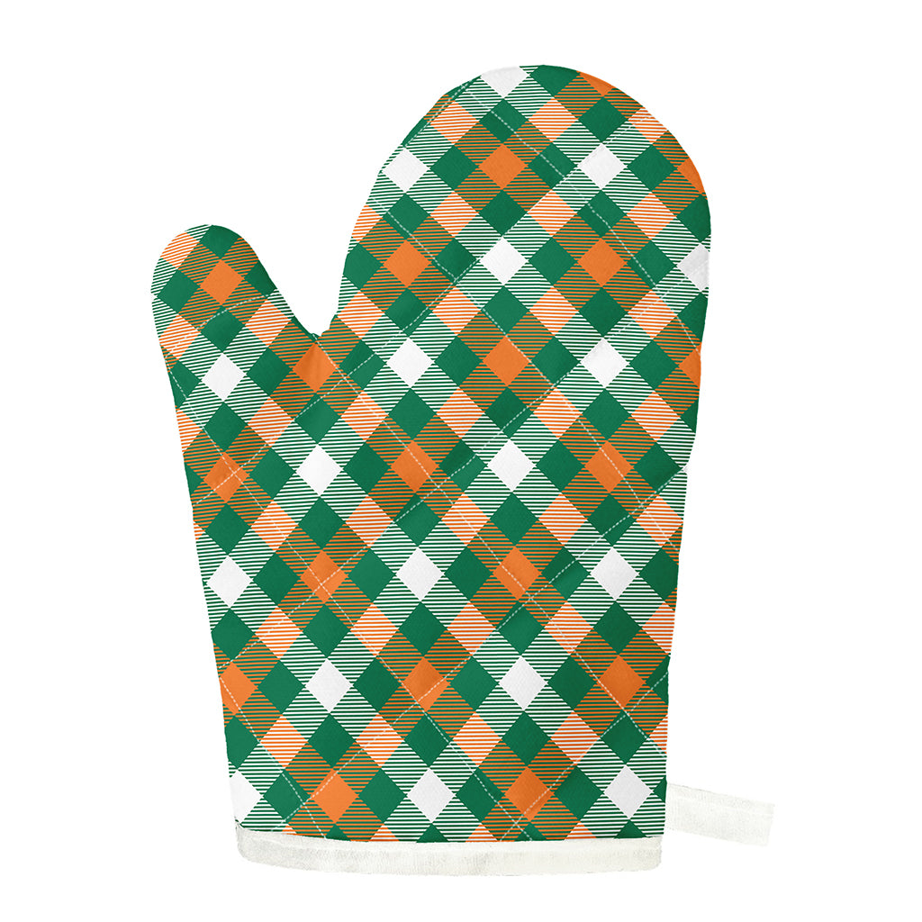 St. Patrick's Day Plaid Pattern Print Single Oven Mitt