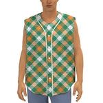 St. Patrick's Day Plaid Pattern Print Sleeveless Baseball Jersey
