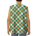 St. Patrick's Day Plaid Pattern Print Sleeveless Baseball Jersey