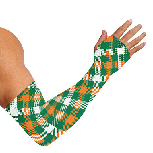 St. Patrick's Day Plaid Pattern Print Sun Protection Arm Sleeves