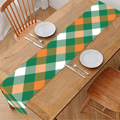 St. Patrick's Day Plaid Pattern Print Table Runner