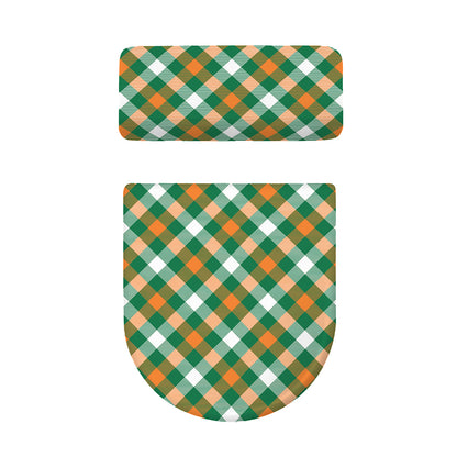 St. Patrick's Day Plaid Pattern Print Toilet Lid And Tank Cover Set