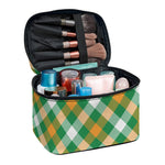St. Patrick's Day Plaid Pattern Print Travel Makeup Bag