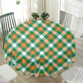 St. Patrick's Day Plaid Pattern Print Waterproof Round Tablecloth