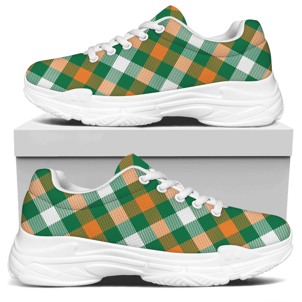 St. Patrick's Day Plaid Pattern Print White Chunky Shoes