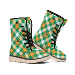 St. Patrick's Day Plaid Pattern Print Winter Boots